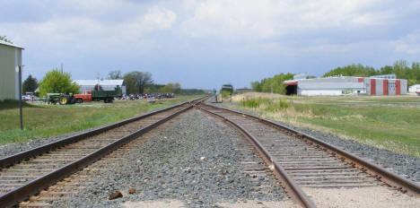 Railroad tracks with Mattracks plant in background, Karlstad Minnesota, 2008