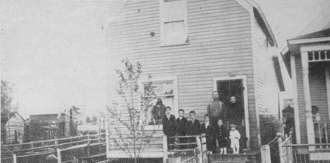 Mr. and Mrs. Joe Schutte, and six sons, in early Keewatin Minnesota