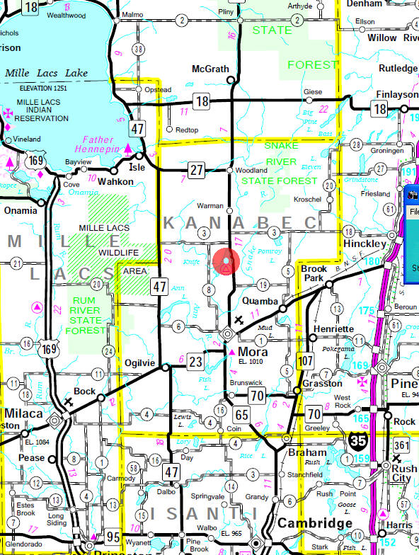 Minnesota State Highway Map of the Knife Lake Minnesota area