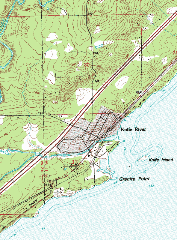 Topographic map of the Knife River Minnesota area