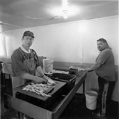Mark Torgerson (left) & Steve, Mel's Fish House Smokehouse, Knife River Minnesota, 1997