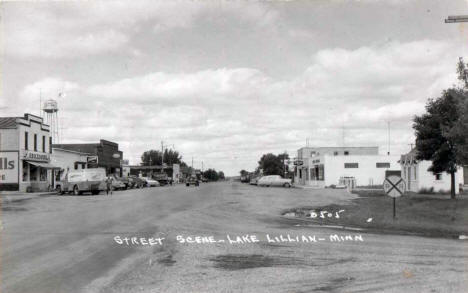 Street scene, Lake Lillian Minnesota, 1950's