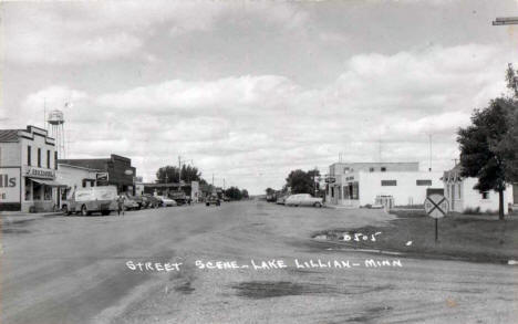 lillian lake minnesota 1950 scene street lakesnwoods guide postcard