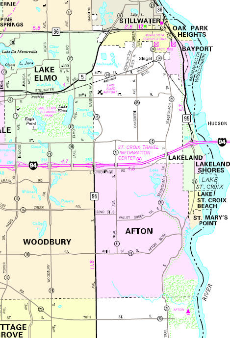 Minnesota State Highway Map of the Lakeland Minnesota area