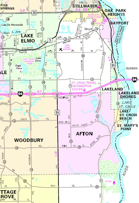 Minnesota State Highway Map of the Lakeland Shores Minnesota area