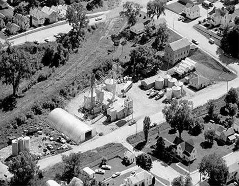 Aerial view, Feed mill and surrounding area, Lanesboro Minnesota, 1972