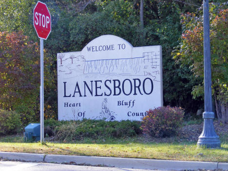 Welcome sign, Lanesboro Minnesota, 2009