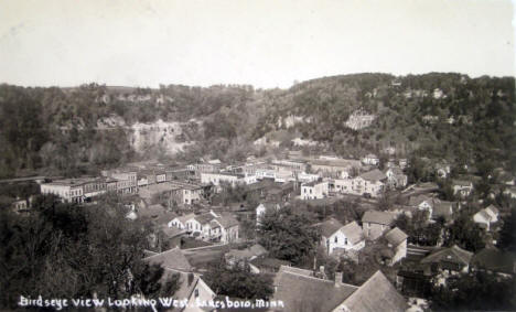 Birds eye view looking west, Lanesboro Minnesota, 1920's?