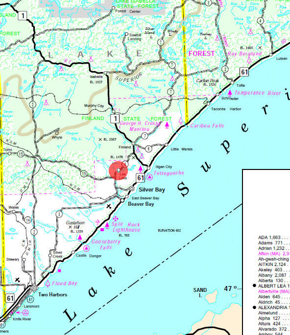 Minnesota State Highway Map of the Lax Lake Minnesota area