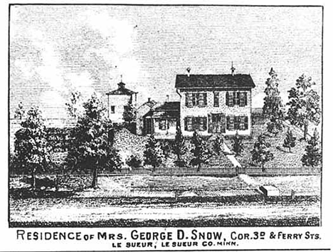 Residence of Mrs. George D. Snow, Cor. 3rd & Ferry Sts., Le Sueur Minnesota, 1874
