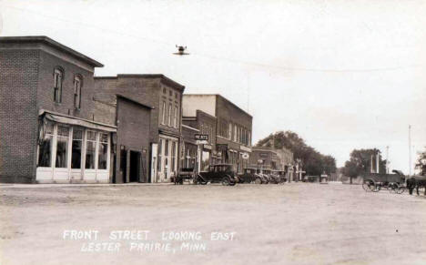 Front Street looking east, Lester Prairie Minnesota, 1920's