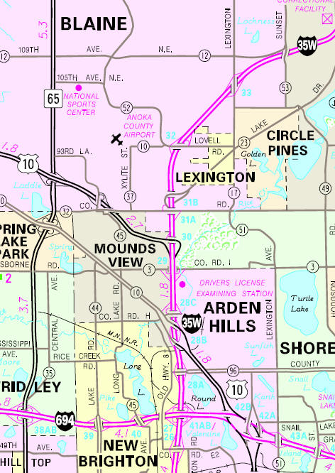 Minnesota State Highway Map of the Lexington Minnesota area