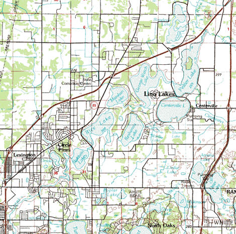 Topographic map of the Lino Lake Minnesota area