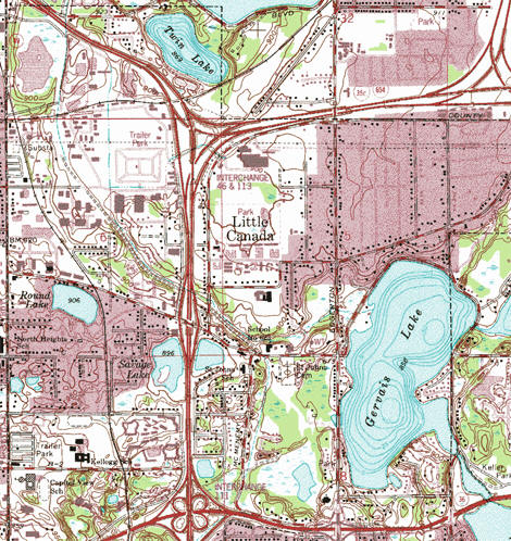 Topographic map of the Little Canada Minnesota area