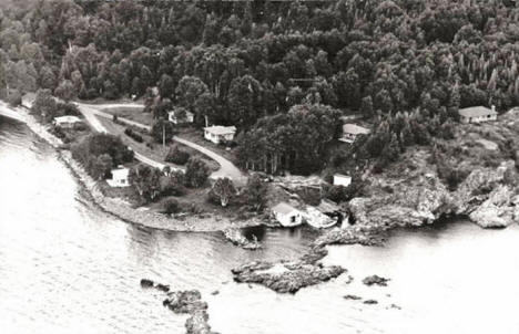 Aerial view, Fenstads Resort, Little Marais Minnesota, 1940's