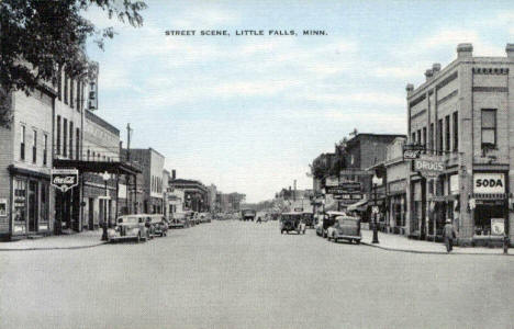 Street scene, Little Falls Minnesota, 1940's