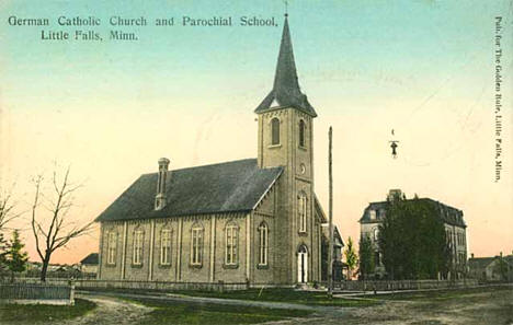 German Catholic Church and School, Little Falls Minnesota, 1912