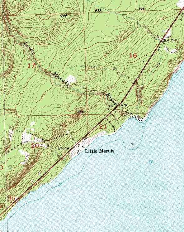 Topographic map  of the Little Marais Minnesota area