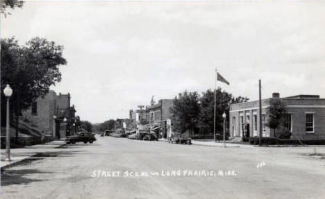 Street scene, Long Prairie Minnesota, 1940's