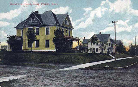 Residence street, Long Prairie Minnesota, 1910