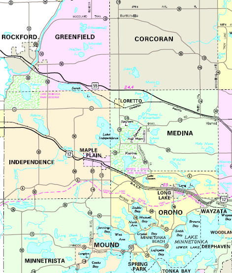 Minnesota State Highway Map of the Loretto Minnesota area