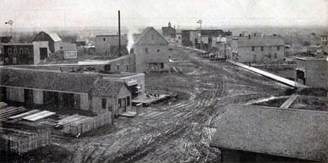 Lowry Roller Mills and surrounding area, Lowry Minnesota, 1900's