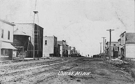 Street scene, Lowry Minnesota, 1910