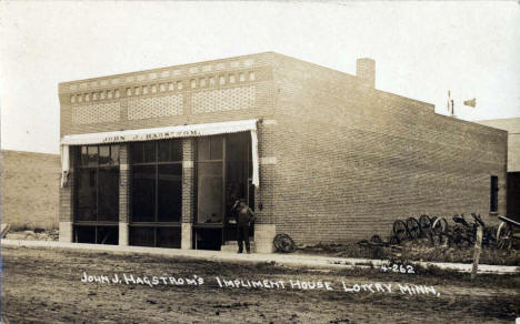 John J. Hagstrom's Implement House, Lowry Minnesota, 1900's