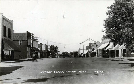 Street scene, Lowry Minnesota, 1932