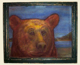 Oil pastel of a North Shore bear by Sue Rowe