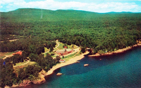 Aerial view, Lutsen Resort, Lutsen Minnesota, 1957