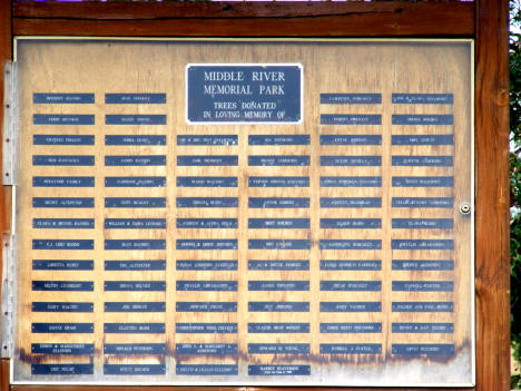 Close-up of sign, Middle River Memorial Park, Middle River Minnesota, 2009