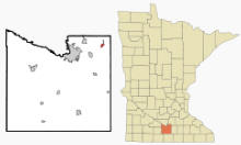 Location of Madison Lake, Minnesota