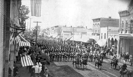 Parade on Front Street, Mankato Minnesota, 1885