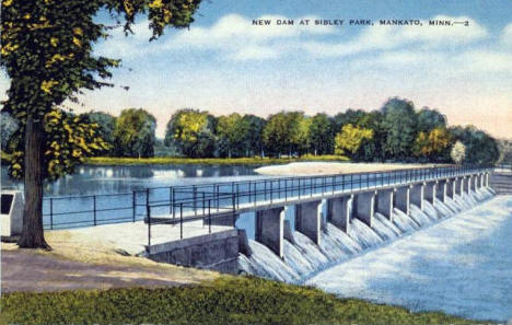 New Dam at Sibley Park, Mankato Minnesota, 1930's