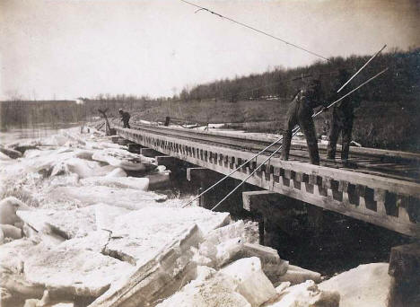 Clearing log jam on the river, Mantorville Minnesota, 1907