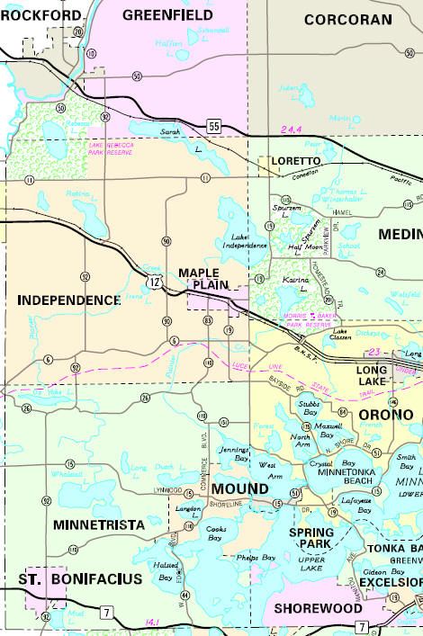 Minnesota State Highway Map of the Maple Plain Minnesota area