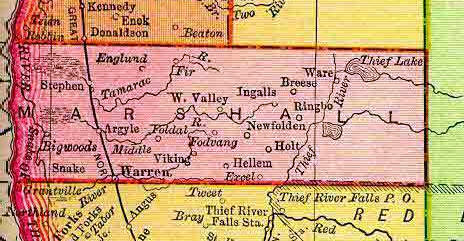 1895 Map of Marshall County Minnesota