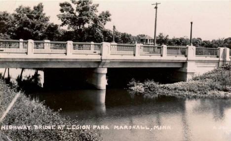 Highway Bridge at Legion Park, Marshall Minnesota, 1940's?