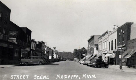 Street scene, Mazeppa Minnesota, 1950's
