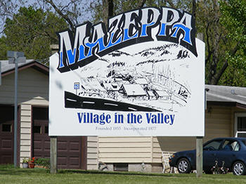 Mazeppa Minnesota Welcome Sign
