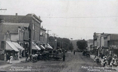 Main Street Looking South, Mazeppa, Minnesota, 1913