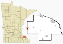 Location of Mazeppa, Minnesota
