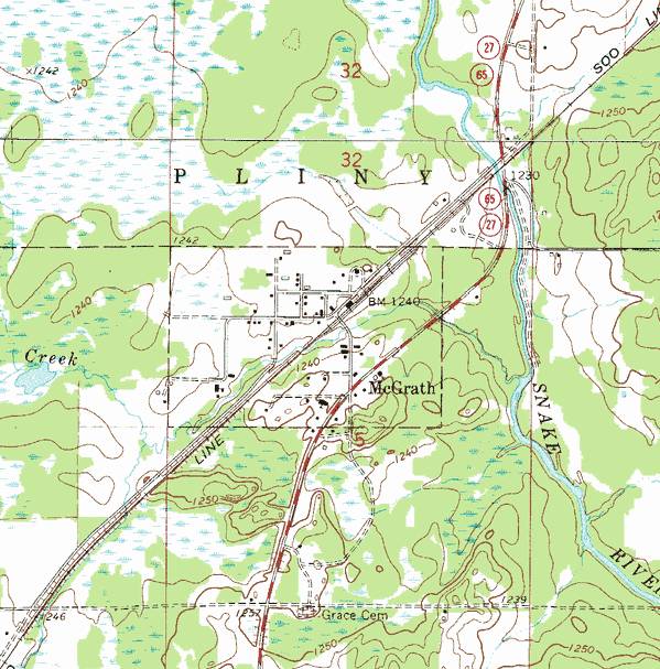 Topographic map of the McGrath Minnesota area