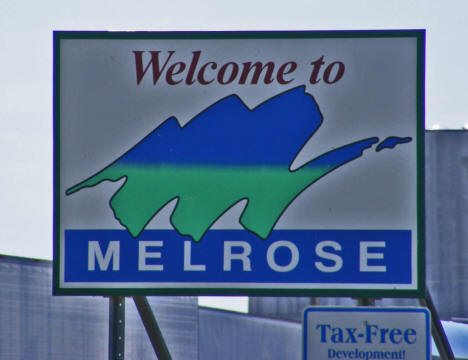 Welcome sign, Melrose Minnesota, 2009