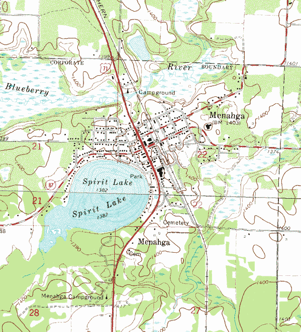 Topographic map of the Menahga Minnesota area