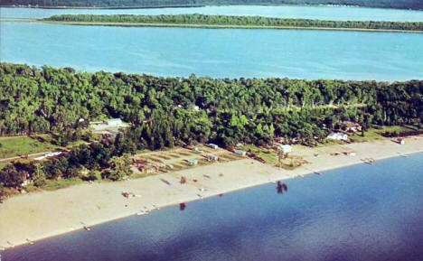 Aerial view, Pelican and Horseshoe Lakes, Merrifield Minnesota, 1964