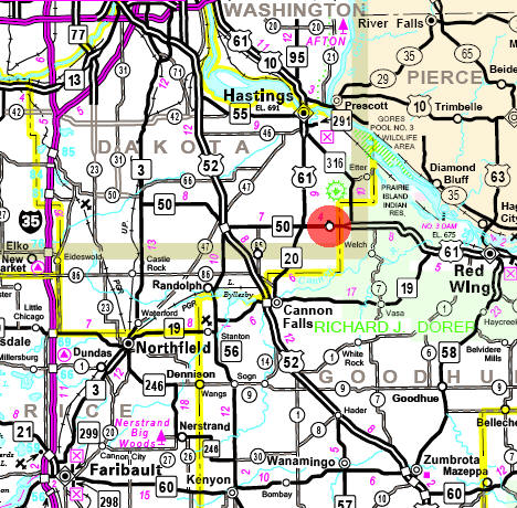 Minnesota State Highway Map of the Miesville Minnesota area