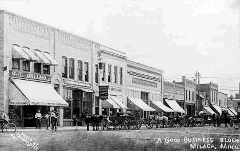 Street scene, Milaca Minnesota, 1900's