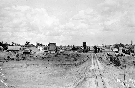 View from Rum River railroad bridge looking east, Milaca Minnesota, 1900's